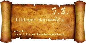Tillinger Barnabás névjegykártya